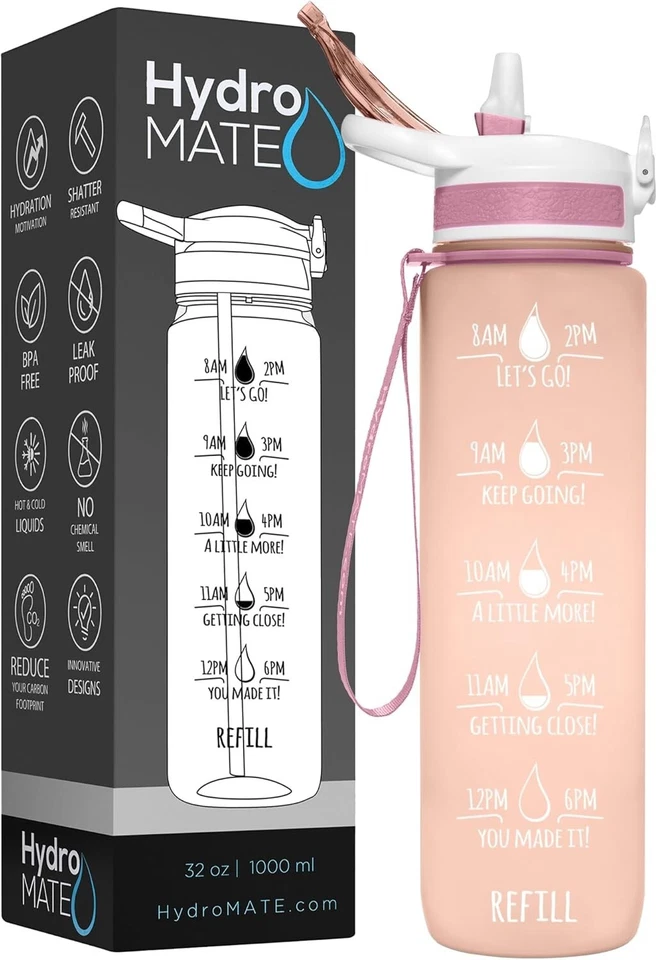 Sports Motivational Drinking Water Bottle With Time Marker 32 Oz BPA Free - Image 3 of 4