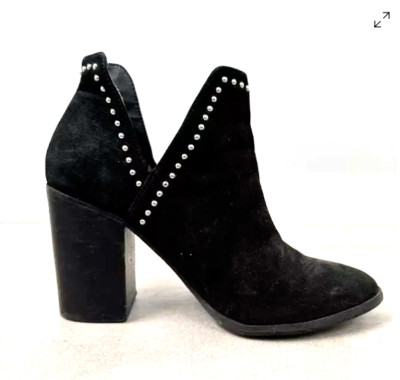 Steve Madden Abbie Black Suede Studded Ankle Boots Size 10 Chunky Heel New w Box