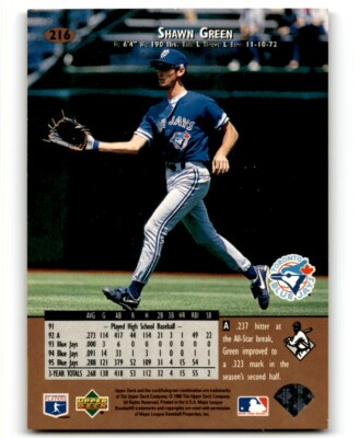メジャーリーグ　カード　Shawn Green 1996 UPPER DECK SHAWN GREEN TORONTO BLUE JAYS #216 | eBay