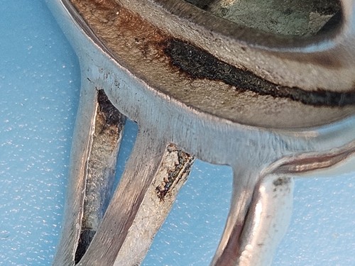 925 Sterling Silver Ring Size 8 Lg Grey Stone. Nature Art Band and Gem Accents - Picture 16 of 22