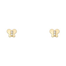 14K Real Gold Cute Butterfly Stud Earrings