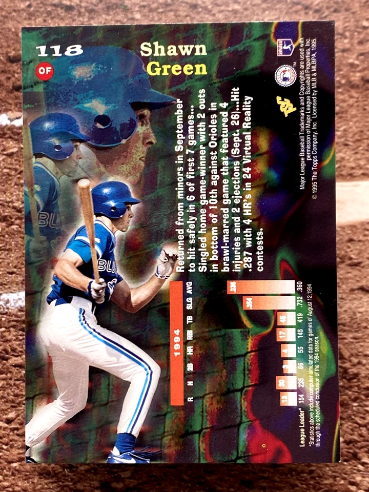 1995 Topps Stadium Club Virtual Reality Shawn Green #118 - Image 2 of 2