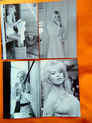 4 Rare Photos of BRIGITTE BARDOT - Semi-Rigid Paper - 15 x 10cm - B/W