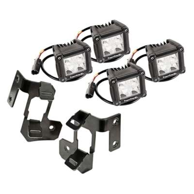 Rugged Ridge A-Pillar Light Kit Black With Four 3'' LED Cube Lights White High...