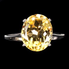 925 Sterling Silver Ring Oval Yellow Citrine 12x10mm Gemstone Jewelry Sz 7