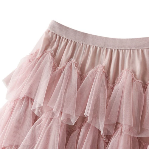 Women Layered Ruffles Tulle Skirt Elastic Waist Tutu Mesh Midi Tiered A-line - Bild 12 von 25