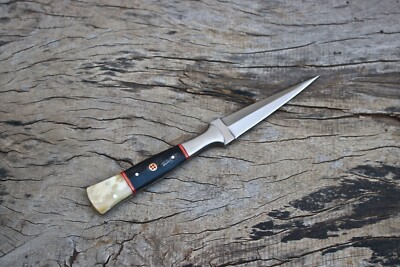 CUSTOM HAND FORGED D2 STEEL HUNTING DOUBLE EDGE DAGGER BOOT KNIFE + SHEATH