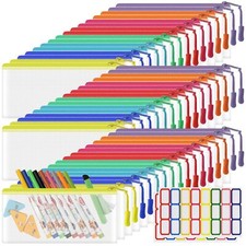 48 Pack Mesh Zipper Pouch Bags Small Clear Pencil Pouches 9.3 x 4.7 Inch Bulk