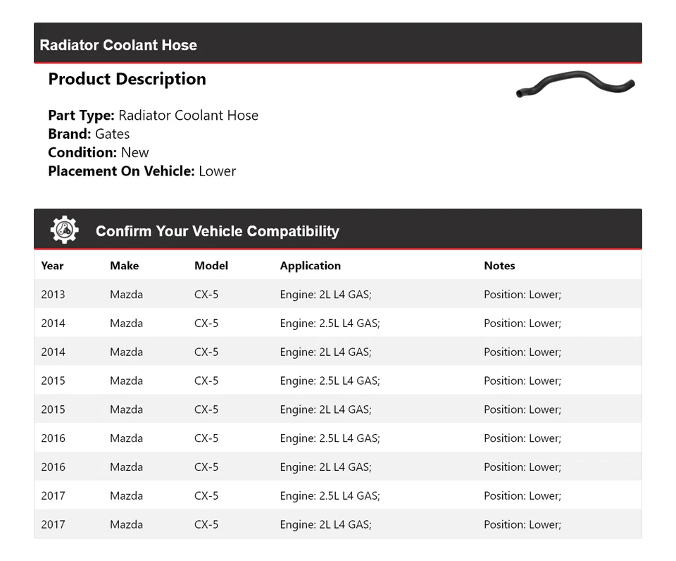 Нижние ворота шланга охлаждающей жидкости радиатора для Mazda CX-5 2013-2017 годов выпуска 2014 2015 2016 годов выпуска - Изображение 2 из 3