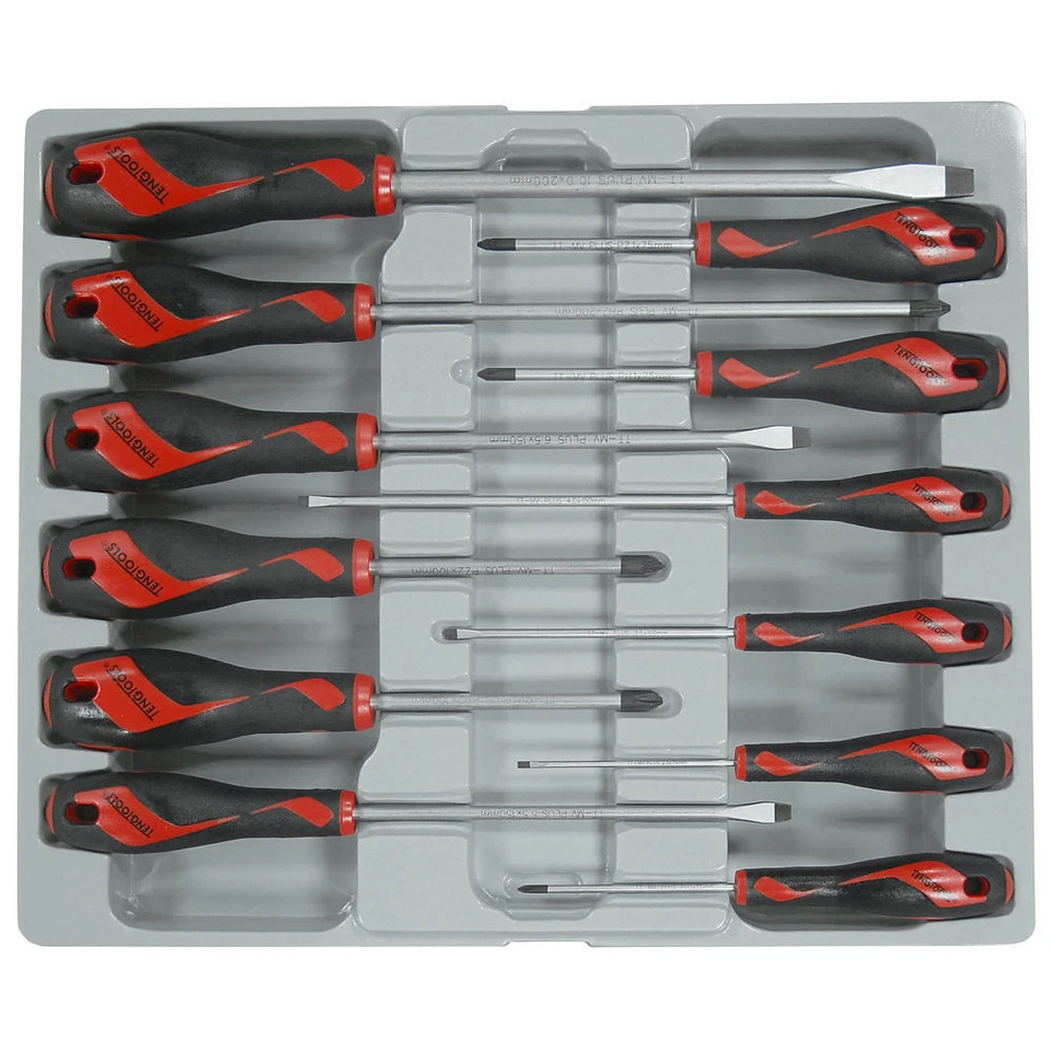Teng Tools MD912N 12 Piece Mega Drive Screwdriver Set Flat Pozi Phillips