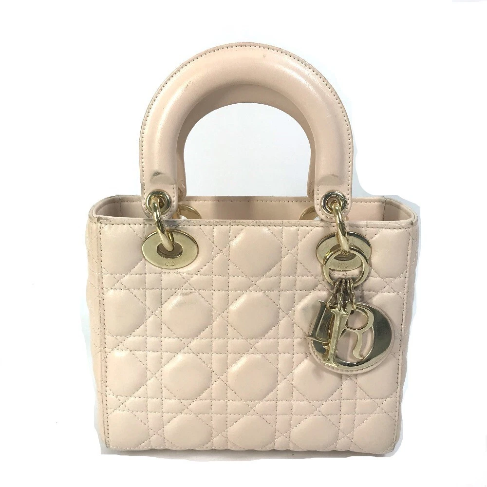 Sac à main Christian Dior Lady Dior Mini 2 voies cuir beige