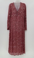 Zara Women’s Pink Sheer Sequin Beaded Midi Dress Sz Small, Boho Festival Hippie