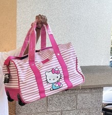 NWT HELLO KITTY 20" x 12" x 12" Repeat Logo Wheeled Carry-on Luggage Travel Bag