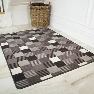 Monochrome Grey Geometric Kitchen Mats Cheap Washable Dirt Catcher