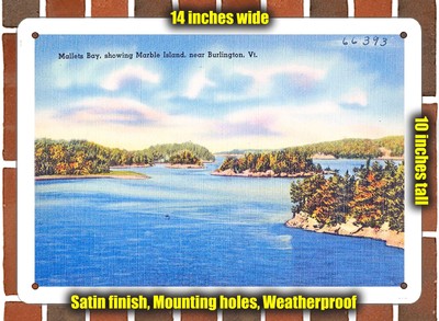 METAL SIGN - Vermont Postcard - Mullets Bay, Showing Marble Island, Near Burlin