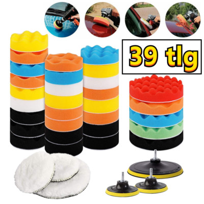 39 Tlg Polierschwamm Polierpads Set 125mm Polierscheibe Auto Polierpad Polierset