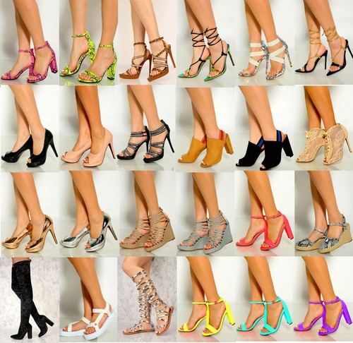 Lote de 20 Pares Mujer Venta al por mayor Tacón Alto Plataforma Noche Bomba Sandalias Zapatos Nuevos - Imagen 3 de 18