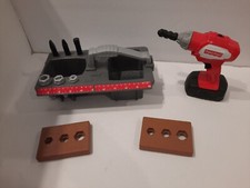 Fisher Price Drillin' Action Tool Red CORDLESS Drill Toy W/ Bits  Carring Tray