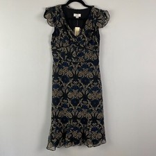 Ann Taylor Loft Dress Size 4P Floral Ruffle Chiffon