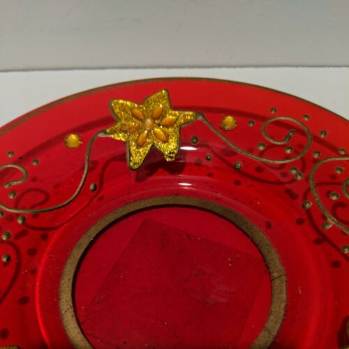 DECORACIÓN PLACA PLATILLO ROJO Y DORADO DECORATIVO - Imagen 4 de 5