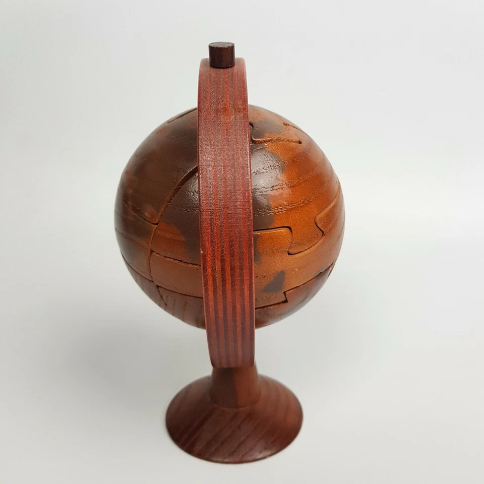 SCULTURA Mappamondo Legno Puzzle Legno 3D Rompicapo Adulti Bambini idea regalo - Immagine 2 di 4