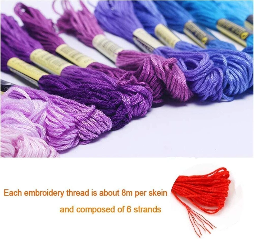 100 Pcs Colourful Sewing Cross Stitch Soft Cotton Skeins Embroidery Thread - Image 3 of 4