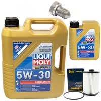 MotoröL Set 5W-30 6 Liter + ÖLfilter SH 4091 L + Schraube FüR Skoda Superb II VW