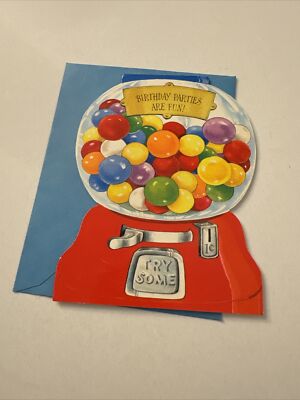 Vintage Bubblegum Gum Machine Birthday Party Invite Card D34