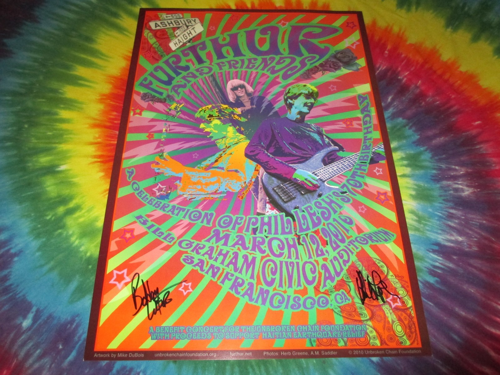PHIL LESH BOB WEIR FURTHUR GRATEFUL DEAD MARCH 12, 2010 CONCERT POSTER SIGNED