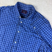 Men  s UNTUCKit XL Long Sleeve Blue Checker Button Shirt Cotton