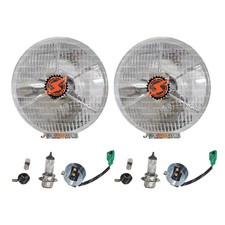 Classic Mini Lucas 7 Tripod P36 Halogen Headlight Beam Set With Bulbs