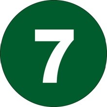 2" Circle - "7" (Dark Green) Number Labels-500 per Roll