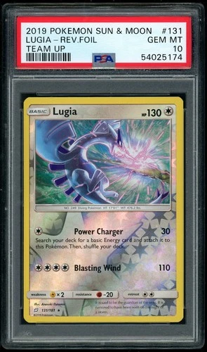 POKEMON LUGIA 2019 SUN & MOON TEAM UP #131 REV.FOIL PSA 10 *POP 23*