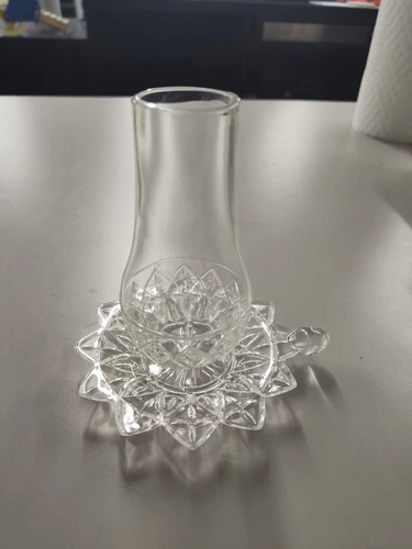 Vintage Federal Glass Company Clear Glass Hurricane Candle Fairy Lamp