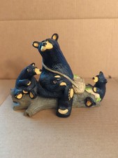 Bearfoots Big Sky Carvers Boys Day Out Jeff Flemming Bears Fishing 6.5 Tall