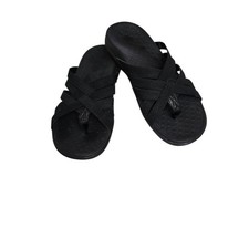 Vionic Woven Stretch Gore Thong Sandals Black Open Toe Support Comfy Orthotic 6