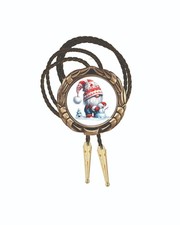 Christmas Gnome Art With Snowman Photo Bolo Tie Men's Accessory Neckties