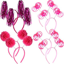 8 Pcs Graduation Pom Pom Headbands Spirit Party Headbands Tinsel Ponytails Headw