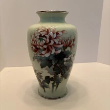 Ando Jubei Signed Japanese Cloisonné Yellow Vase Chrysanthemums Antique