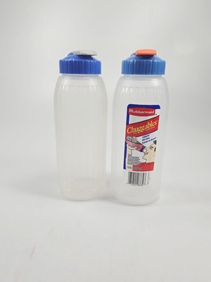 Vintage Rubbermaid Chuggables 32 oz 1 Quart Drink Bottle Ribbed Leakproof 90s