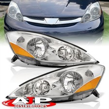 Chrome Housing Amber Oe Style Headlights Lamps Lhrh For 2006-2010 Toyota Sienna Chrome Housing Amber Oe Style Headlights Lamps Lhrh For 2006-2010 Toyota Sienna