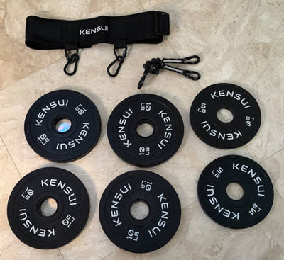 Kensui fitness plates 10 lbs (4 each) + 5 lbs (2 each) + Duo Belt