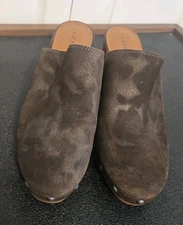 Lucky Brand LK Yeats Classic Clogs Womens 8 Brown Bracken Wood Sole Heels Mules
