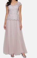 Alex Evenings Women's Pink Embroidered-Chiffon Tulle-Skirt Gown Dress Size 8