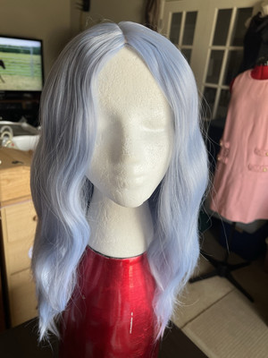 Womens Ice Blue Wavy Center Part Wavy Hair Wig. 