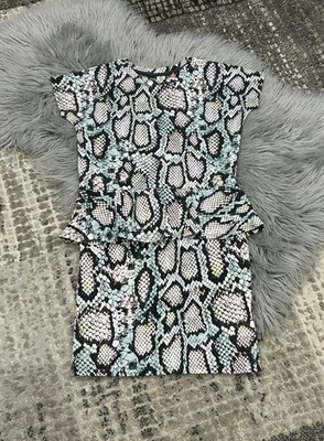 MOLO Girls Snakeskin Print Christina Peplum Sheath Stretchy Dress Size 7/8 ($68)