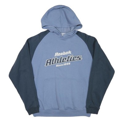 Reebok Herren Blau & Navy Pullover Hoodie S Athletics Logo Sweatshirt