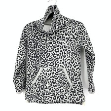 Crewcuts Sweatshirt Kids Size XS Leopard Print Gray Black Funnel Neck Pullover