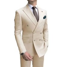 2-piece Double Breasted Men's Suit Business Wedding Tuxedo Suit  Pants Men