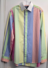 Polo Ralph Lauren Regent Shirt Mens Large 16 1/2 Rainbow Striped 100 Cotton